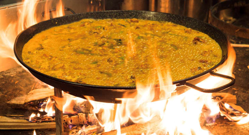 Paella Pan over Fire Pit